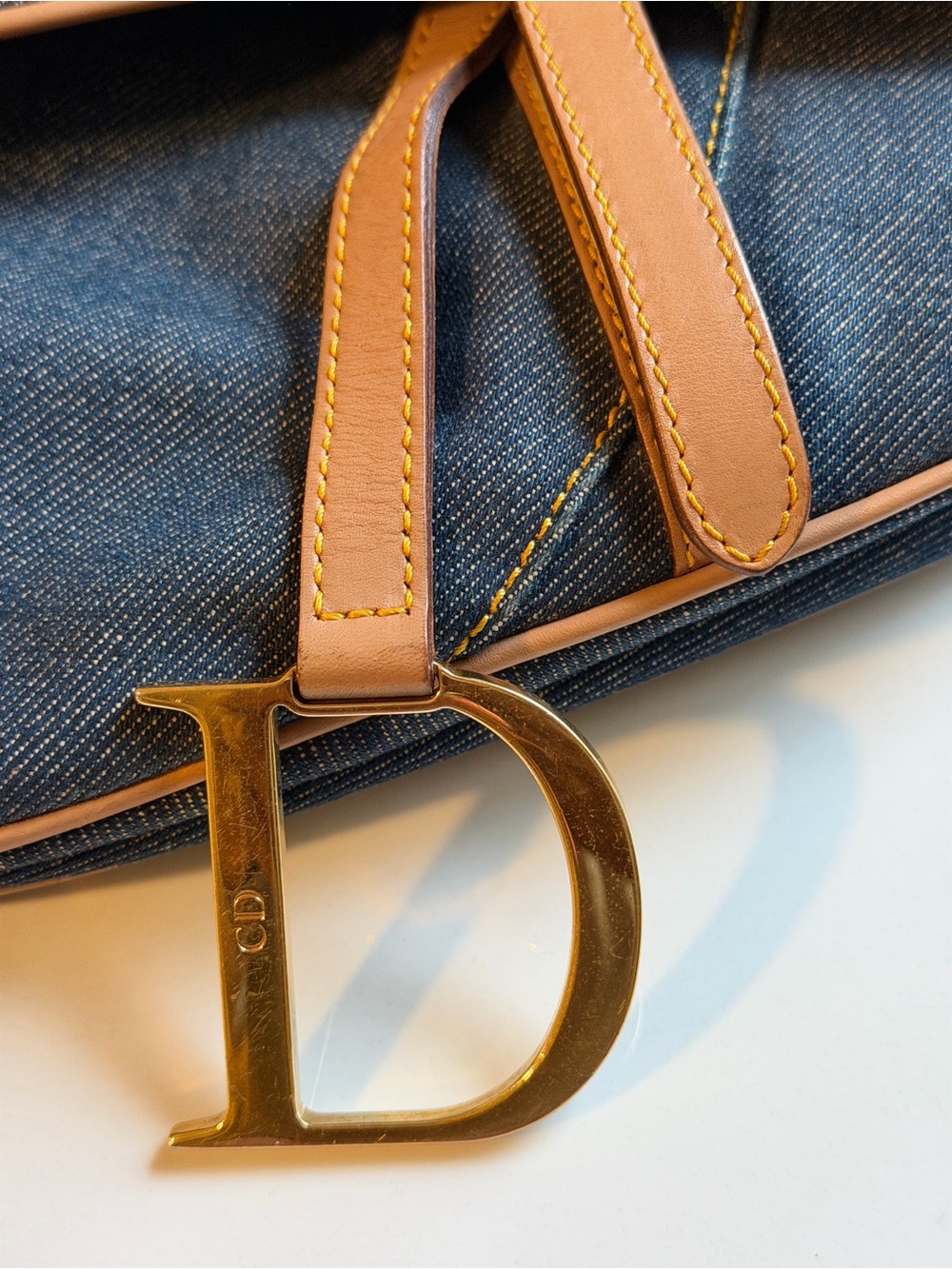 Vintage Dior Saddle Denim Leather Trim Shoulder Bag - Picture 11 of 12